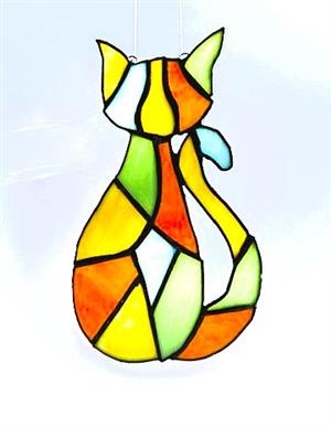 stained glass cat suncatcher