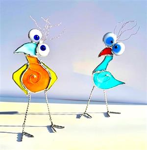 stained glass cartoon birds