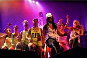 zumba dancers on stage