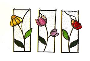 stained glass spring flower panels