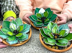 stained glass succulents in pots