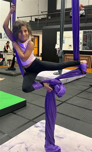 girl posing in aerial silks