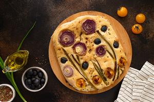 focaccia bread floral design