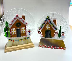 fused glass gingerbread snowglobe