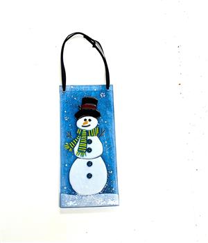 fused glass snowman panel