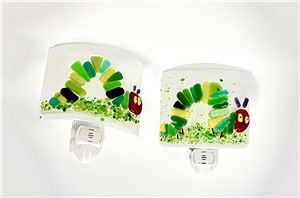 fused glass nightlight of hungry catepillar