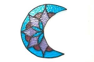 stained glass crescent moon