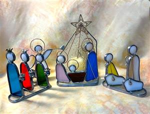 stained glass nativity set