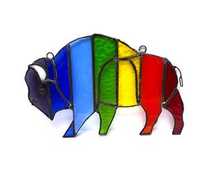 Rainbow Buffalo Stained Glass