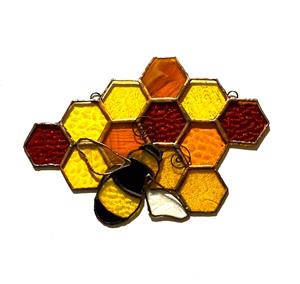 Stained Glass Honeycomb with Bee