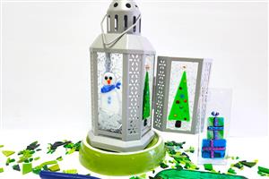 Fused Glass Panel Lantern