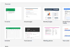 A screenshot of Google templates