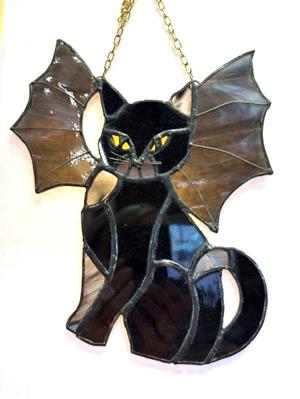 Stained Glass Bat Cat