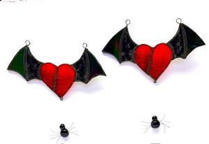 Broken Hearted Bats Stained Glass
