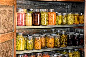 a pantry of canned garden produce