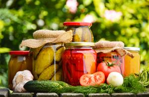 glass jars of canned food