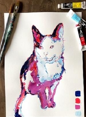 watercolor cat portrait