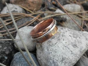 copper ring with silver band