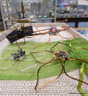 wire flowers with glass bead centers