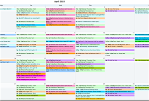 Sample Calendar of Classes